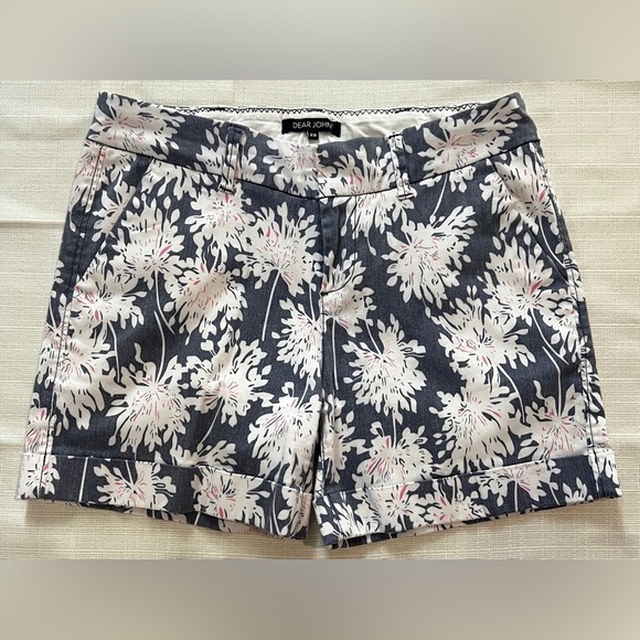 Dear John Pants - Dear John Women's Floral Shorts - Navy, White, and Pink Size 29